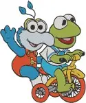 Muppet Babies Classic - Gonzo The Daredevil And Kermit The Frog Leader - Tricycle Fun - Friends - Filled Embroidery Design - 4272