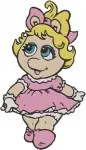 Muppet Babies Classic - Miss Piggy Diva And Skeeter Sporty Twin - Fancy Dress And Umbrella Poses - Filled Embroidery Design - 4276