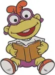 Muppet Babies Classic - Fozzie Bear And Scooter - Friends Playing And Reading - Skateboard Fun - Filled Embroidery Design - 4284