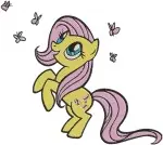 My Little Pony G1 G3 - Applejack - Fluttershy Yellow Pegasus - Rarity Purple Pony And Friends - Birthday Py - Filled Embroidery Design - 4290