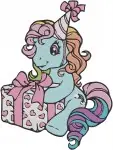 My Little Pony G1 G3 - Various Eh Ponies And Pegasus - Reading And Gift Giving - Retro Style - Filled Embroidery Design - 4294