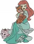 Disney Princess Palace Pets Sultan Tiger Jasmine Ariel Treasure Cat Little Mermaid - Filled Embroidery Design - 4403