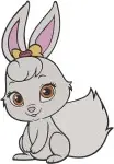 Disney Princess Palace Pets Berry Bunny White Rabbit With Carrot Treasure Cat Pink Set - Filled Embroidery Design - 4422