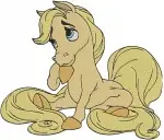 Disney Princess Palace Pets Blondie Pony Rapunzel Various Poses Golden Mane - Filled Embroidery Design - 4431