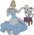 Disney Princess Palace Pets Pumpkin Puppy Cinderella Bibbidy Bunny With Princess - Filled Embroidery Design - 4444