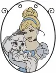 Disney Princess Palace Pets Pumpkin Puppy Cinderella Bibbidy Bunny With Princess - Filled Embroidery Design - 4445