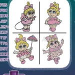 Muppet Babies Classic - Miss Piggy Diva And Skeeter Sporty Twin - Fancy Dress And Umbrella Poses - Filled Embroidery Design - Instant Download