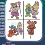 Muppet Babies Classic - Miss Piggy - Kermit - Rowlf - Scooter - Skeeter - Group Playtime Fun - Filled Embroidery Design - Instant Download