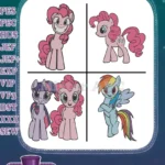 My Little Pony Friendship Is Magic - Pinkie Pie - Twilight Sparkle - Rainbow Dash - Mane Six Friends - Filled Embroidery Design - Instant Download