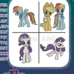 My Little Pony Friendship Is Magic - Rainbow Dash - Applejack - Rarity - Core Pony Friends - Filled Embroidery Design - Instant Download