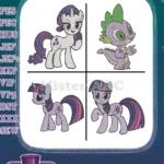 My Little Pony Friendship Is Magic - Twilight Sparkle Unicorn And Alicorn Forms - Spike The Dragon - Filled Embroidery Design - Instant Download