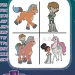 Spirit Riding Free - Lucky Prescott And Spirit - Pru Granger And Chica Linda - Male Rider Character - Adventure - Filled Embroidery Design - Instant Download