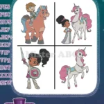 Spirit Riding Free - Lucky Prescott And Spirit - Pru Granger And Chica Linda - Girl With Sword Heroine - Horse Pals - Filled Embroidery Design - Instant Download