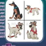 Oliver And Company - Roscoe And Desoto Sykes' Dobermans - Dodger The Terrier - Canine Characters Pack - Filled Embroidery Design - Instant Download