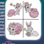 Disney Princess Palace Pets Beauty Pink Cat Aurora Berry Snail Sleeping Beauty Designs - Filled Embroidery Design - Instant Download