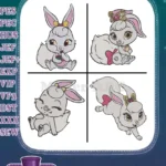 Disney Princess Palace Pets Berry Bunny Aurora Sleeping Beauty Cute White Rabbit - Filled Embroidery Design - Instant Download
