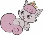 Disney Princess Palace Pets Beauty Cat Aurora Pink Sleeping With Rose Cute Feline Set - Filled Embroidery Design - 4453