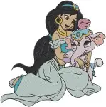 Disney Princess Palace Pets Jasmine Sultan Tiger Poodle Cat Various Royalty - Filled Embroidery Design - 4460