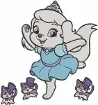 Disney Palace Pets Ariels Cat Treasure Cinderellas Dog Pumpkin With Prince - Filled Embroidery Design - 4492