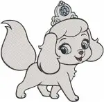 Disney Palace Pets Royal Poodle Dog Line And Color With Tiara Top Hat - Filled Embroidery Design - 4502