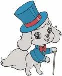 Disney Palace Pets Royal Poodle Dog Line And Color With Tiara Top Hat - Filled Embroidery Design - 4503