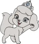 Disney Palace Pets Royal Poodle Dog Line And Color With Tiara Top Hat - Filled Embroidery Design - 4504