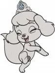 Disney Palace Pets Royal Poodle Dog Line And Color With Tiara Top Hat - Filled Embroidery Design - 4505