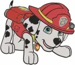 Paw Patrol Pups Chase Police Dog And Marshall Firefighter Dog Action Poses - Filled Embroidery Design - 4561