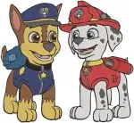 Paw Patrol Hero Pups Chase Marshall And Rubble Construction Dog Team Poses - Filled Embroidery Design - 4564