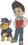 Paw Patrol Ryder Leader And Rubble Construction Pup Standing And Action Poses - Filled Embroidery Design - 4569