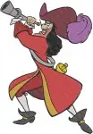 Peter Pan Captain Hook Dynamic Action Poses With Sword And Spyglass Pirate - Filled Embroidery Design - 4589
