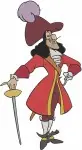 Peter Pan Captain Hook Dynamic Action Poses With Sword And Spyglass Pirate - Filled Embroidery Design - 4590