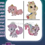 Disney Princess Palace Pets Various Puppies Kittens Cute Royal Companions Group Designs - Filled Embroidery Design - Instant Download