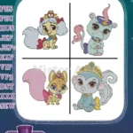 Disney Princess Palace Pets Summer Dog Rapunzel Sultan Tiger Jasmine Monkeys Bundle - Filled Embroidery Design - Instant Download