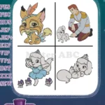 Disney Palace Pets Ariels Cat Treasure Cinderellas Dog Pumpkin With Prince - Filled Embroidery Design - Instant Download