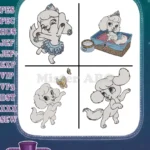 Disney Palace Pets Cinderellas Dog Pumpkin Line And Color Various Poses - Filled Embroidery Design - Instant Download