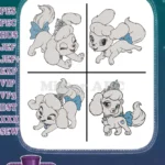 Disney Palace Pets Auroras Cat Beauty And Cinderellas Dog Pumpkin Posing - Filled Embroidery Design - Instant Download