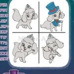 Disney Palace Pets Royal Poodle Dog Line And Color With Tiara Top Hat - Filled Embroidery Design - Instant Download