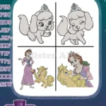 Disney Palace Pets Pumpkin Beauty With Princesses Cinderella And Aurora - Filled Embroidery Design - Instant Download