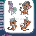 Disney Palace Pets Jasmines Tiger Sultan Various Royal And Playful Poses - Filled Embroidery Design - Instant Download