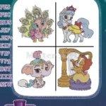 Disney Palace Pets Rapunzels Meadow Belles Petit Meridas Thistleblossom Tianas Nola - Filled Embroidery Design - Instant Download
