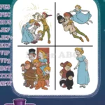 Peter Pan Wendy Tinker Bell Captain Hook Smee Darling Children Classic Scenes - Filled Embroidery Design - Instant Download