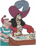 Peter Pan Captain Hook And Mr Smee Pirate Interactions In Rowboat And Posing - Filled Embroidery Design - 4605