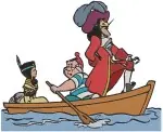 Peter Pan Captain Hook And Mr Smee Pirate Interactions In Rowboat And Posing - Filled Embroidery Design - 4606