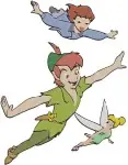 Peter Pan Teaches Darling Children To Fly - Wendy John Michael With Fairy Dust - Second Star To The Right - Filled Embroidery Design - 4715