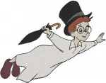 Peter Pan'S John Darling With Top Hat And Michael With Teddy Bear Flying - Neverland Kids Adventure - Filled Embroidery Design - 4718