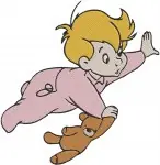 Peter Pan'S Michael Darling In Pink Pajamas With Teddy Bear - Innocent Child Poses - Neverland Character - Filled Embroidery Design - 4722