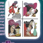 Peter Pan Captain Hook Mr Smee And Tinker Bell Trapped In Lantern Scenes - Filled Embroidery Design - Instant Download