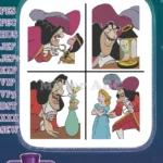 Peter Pan'S Captain Hook Villain - Spyglass Hourglass Tinker Bell In Lantern And Wendy - Pirate Scheming - Filled Embroidery Design - Instant Download