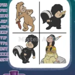Peter Pan'S Lost Boy Skunk And Tiger Lily The Native American Princess - Neverland Inhabitants Character - Filled Embroidery Design - Instant Download